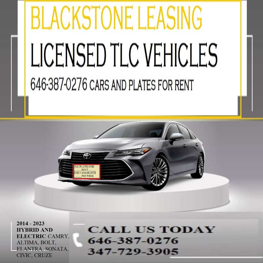 TLC Car Market - Plates for Rent - An Easy Way to Drive Today Call Soon 6463870276